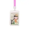 Porta-Cartão de Estudante Personalizado Desenho Animado Fofo Transparente Impermeável Porta-Identidade Crachá de Trabalho de Funcionário com Cordão Porta-Cartão de Ônibus