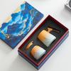 Taza de cerámica Qianli Jiangshan con tapa para separar té, ideal como regalo para la oficina o el negocio en la montaña Chaoyuan.