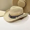 Chapéu de Palha Estilo Ocidental Cowboy Europeu e Americano para Mulheres, Chapéu de Sol Grande para Exterior, Chapéu de Cavaleiro para Montanhismo, Chapéu de Proteção Solar para Viagem Masculino, Moderno