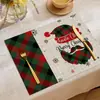 Mantel Navideño Transfronterizo Creativo Tela de Lino Estampada Mantel de Mesa Modelo Nuevo Resistente a Manchas Aislante de Calor Mantel de Mesa Occidental Posavasos