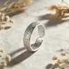 Anillo Artístico Vintage de Plata Pura 999 Deseo Auspicioso, Anillo Minimalista de Plata Arenada Abierto para Dedo Índice
