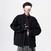 Jaqueta Retrô Americana com Gola Alta Masculina Nova Coleção Primavera & Outono 2025 Jaqueta Solta Casual Workwear Tendência Moda Jaqueta