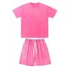 Conjunto de Camiseta com Gola Redonda e Manga Curta e Shorts de Marca da Moda, Caimento Solto, Ombro Caído, Estilo Americano Oversized, Camiseta para Casal, Estilo Ins
