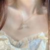 Collar de Campana de Cristal con Lazo para Mujer, Regalo para Novia, Cadena de Clavícula Nicho de Lujo Ligero Retro Trendy