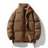 Estilo popular transfronterizo cuello alto color liso algodón chaqueta unisex invierno chaqueta pan talla grande engrosada cálida holgada top moda