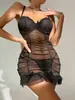 Aliexpress Lingerie Sexy Feminina Europeia e Americana Renda Malha Costura Saia Plissada Transparente Suspensório
