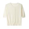 Suéter de Lã Feminino 100% Lã Pura Top com Mangas Bufantes de Cinco Pontas, Cardigã Fino de Moda Versátil Francês para Mulheres, Novidade para o Outono