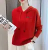 Moletom com Capuz para Mulheres 2026 Novo Outono Estilo Coreano Suéter Curto Solto Feminino Primavera e Outono Cor Pura Blusa de Tricô