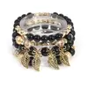 Pulsera de venta caliente transfronteriza colgante de hoja bohemia cordón elástico de cuentas multicapa joyería cuadrada para foto de playa