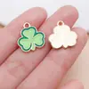 30 Piezas Mixtas de Trébol de Cuatro Hojas con Goteo de Aceite Suerte Colgante Festival Irlandés Accesorios de Colgante de Aleación Accesorios para Pulseras y Pendientes DIY