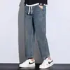 Jeans Retrô Nostálgico de Perna Reta para Homens, Novo Estilo High Street Americano de Primavera e Outono, Calças Longas Casuais Largas e Soltas para Homens