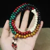 108 Pulsera de Cuentas de Imitación de Sándalo con Múltiples Círculos Pulsera de Rosario Pulsera Tejida a Mano Venta Caliente de Cuentas en Puesto Callejero Lugar Turístico