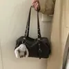Nova Bolsa Feminina Nicho Coreano Ins Bolsa de Ombro Único Feminina Bolsa Transversal de Couro com Cera de Óleo Retrô Bolsa de Axila Fashion Versátil