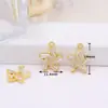 Oro Verdadero 18k Col de Forma Pentagonal Microincrustaciones de Circonita Accesorios Pulsera de Mariposa Colgante DIY Collar Pendientes Colgante D103