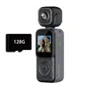 Cámara Deportiva Portátil 4K Doble Cámara con Pantalla, Cámara para Vlog de Ciclismo Antivibración, Grabadora Exterior Conectada por Wifi