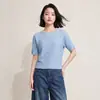 Camiseta Listrada Plissada Estilo Miyake para o Trabalho Verão 2026 Nova Manga Curta Solta Emagrecedora Top Cor Sólida Simples Roupa Feminina