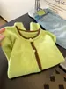 Chaqueta Suéter Cardigan Tejido Verde de Manga Larga para Mujer 2025 Nuevo Estilo Puntadas de Color Contrastante Chic de Principios de Otoño Top Único