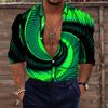 Camisas Masculinas Transfronteiriças, Impressão Digital 3D Multicolorida, Cores Contrastantes, Camisas Masculinas Casuais e da Moda, Envio Direto Unitário para Pedidos