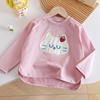 Camiseta de Base Infantil Menina Outono Desenho Animado 2025 Nova Fofa Patch de Animalzinho Super Doce Top