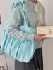 5291 Falda Plisada Estilo Lazy Bolso de Hombro con Cordones Bolso Sobaco de Gran Capacidad Bolso de Lona Estilo Coreano Bolso Primavera Verano Nueva Llegada
