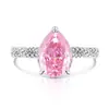Transmisión en Vivo Venta Caliente Anillo de Flor de Hielo Cortada de Cáñamo con Forma de Pera para Mujer Incrustado con Gemas de Colores Anillo de Diamante de Alto Carbono Joyería Envío Directo