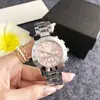 Reloj de Cuarzo para Mujer con Correa Redonda de Acero Esfera de Tres Ojos Marcadores Incrustados con Diamantes Color Bi-tono de Lujo Ligero Reloj de Pulsera Decorativo con Temperamento