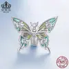 Aifulu Borboleta Inteligente Contas de Silicone de Posicionamento Joias de Prata Esterlina S925 Pulseira DIY Acessórios de Contas Soltas Atacado Feminino
