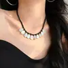 Collar Gargantilla Bohemia de Alta Calidad con Diseño de Concha de Ágata Negra Natural