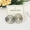 Aretes geométricos de acero inoxidable, broqueles dorados simples y elegantes, aretes colgantes versátiles a rayas estilo ins, joyería geométrica