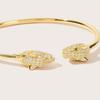 Pulsera Abierta de Cabeza de Leopardo Animal Exagerada de Nueva Personalidad Transfronteriza Europea y Americana con Diamantes Completos Pulsera Ajustable de Diamantes de Moda para Mujeres