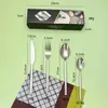 Suministro Transfronterizo de Amazon Cubiertos de Acero Inoxidable Juego de 18/24 Piezas Cuchillo para Bistec de Estilo Occidental, Tenedor, Cuchara para Uso en el Hogar y Hotel Juego de 4 Piezas