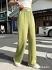 Calça de Linho Difeiyan de Verão Casual de Perna Reta para Mulheres, Caimento Solto, Emagrecimento, Tamanho Grande, Sem Elasticidade, Caimento Fluido