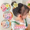 Diadema coreana con lentejuelas y flores para niña pequeña, banda para el pelo con forma de bola, tocado de cola de caballo de alta elasticidad