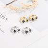 Requintado estilo japonês e coreano simples compacto preto duplo diamante brinco de orelha feminino 2022 nova moda leve brincos de luxo brincos de vento frio