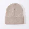 Gorro de tricô vintage de cor sólida com topo reto para outono e inverno para homens e mulheres, chapéu simples de lã liso, gorro quente de tricô para estudantes