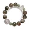 [Qingqi Buyou] Pulsera de Cristal de Cuarzo Blanco Natural para Mujer, Pulsera Versátil de Cristal Verde Fantasma con Cabello Verde al por Mayor