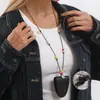 N13137 Colar Cordão Magnético Longo de Couro para Mulheres, Clipe Multifuncional Portátil para Óculos de Sol Acessório de Viagem