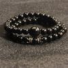 Nueva pulsera de ágata negro imitación obsidiana para traje de hombre europea y americana, pulsera de pareja con corona, joyería, pulsera de hombre, cruz