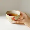 Taza Maestra de Orquídea Mariposa Pintada a Mano con Esmalte Caramelo, Juego de Té Kung Fu para Uso Doméstico, Taza de Cata de Té Azul y Blanco Bajo Esmalte