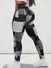 Calças de Yoga Fitness Amazon Explosions Estampa Patchwork Xadrez Esportivas Cintura Alta Justas no Quadril Leggings Transfronteiriças