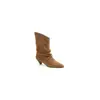 Botas de montar retro estilo francés de punta fina adelgazantes de tacón medio, nuevas de otoño e invierno sin cordones de cuero genuino con tacón de gatito para mujer, de media pantorrilla