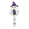 Porta-Crachá Retrátil Acrílico Halloween Fantasma Elástico Giratório Clip Porta-Crachá Retrátil