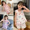 Camisola de Dormir de Verão para Meninas, Regata Dopamina de Seda Gelada, Roupa Sem Mangas para Ar Condicionado para Meninas Jovens e Mais Velhas, Roupa de Casa