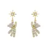 Novos Brincos de Urso com Cravação de Diamantes em Forma de Estrela, Fofos, Doces, Estilosos, Versáteis, Luxo Leve, Brincos de Alta Qualidade para Mulheres