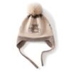Chapéu de Cashmere 100% Puro Cashmere Infantil Nova Moda Urso Jacquard PomPom Quente Tricô Proteção de Orelha