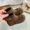 Botines Cortos de Terciopelo para Niñas Botas tipo Martin de una Sola Capa para Niños 2026 Nuevo Estilo de Otoño Botas Hinchadas con Lazo para Niñas Botas Individuales