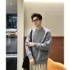 Suéter de Malha Trançada com Gola Henley Estilo Old Money para Homens, Caimento Relaxado, Manga Longa, Outono/Inverno, Peso Pesado, Espessado, Jaqueta Suéter Quente