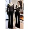 Blusa de Tricô Suave com Decote em V Estilo Coreano com Design Falso de Duas Peças para Mulheres, Outono/Inverno 2026, Caimento Justo, Para o Dia a Dia, Blusa Macia e Aconchegante