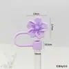 Tapa de rosca con flor para vaso de hielo transfronterizo Stanley, tapón de polvo de 10 mm para pajilla, cubierta de pajilla para vaso de coche de 40 oz