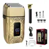 Barbeador Elétrico Masculino de Três Cabeças de Alta Potência com Display Digital, Corpo de Metal, Bateria de Lítio para Aparar Barba Rala, Transfronteiriço